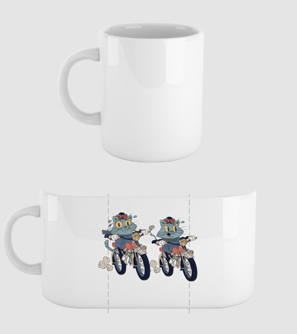 Pisicuțe motocicliste model alb pe tricou