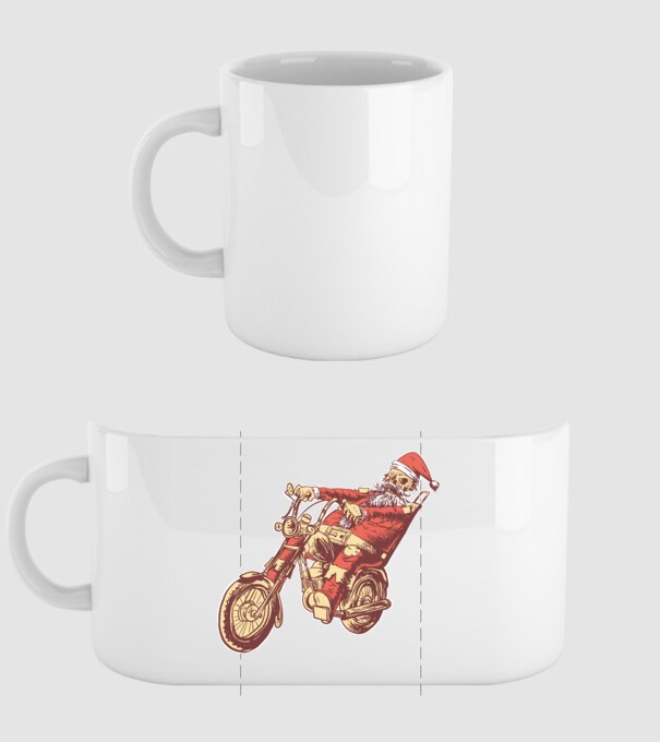 Moș Crăciun Motociclist model alb pe tricou