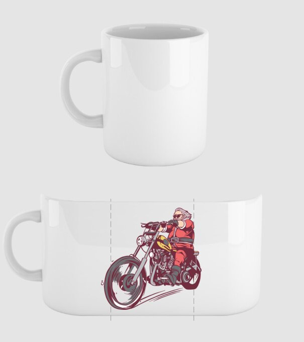 Moș Crăciun motociclist model alb pe tricou