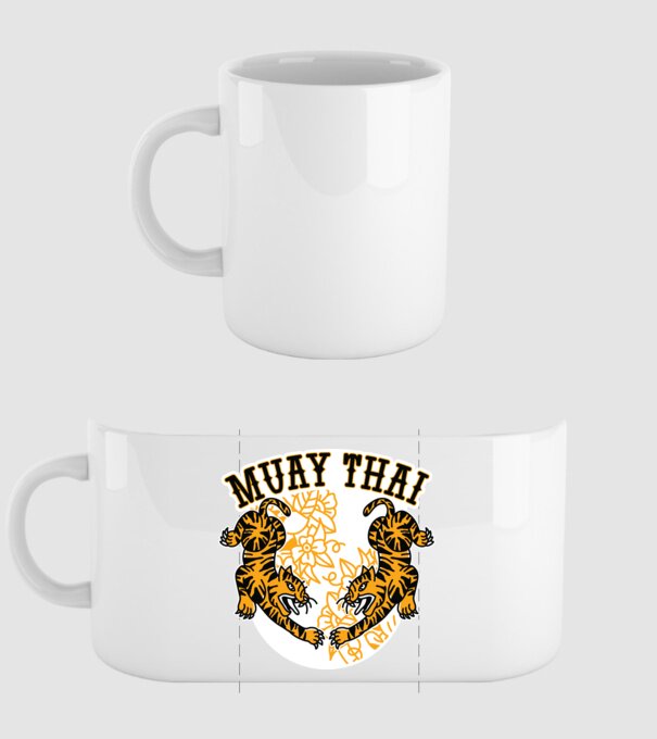 Tigri Muay Thai model alb pe tricou