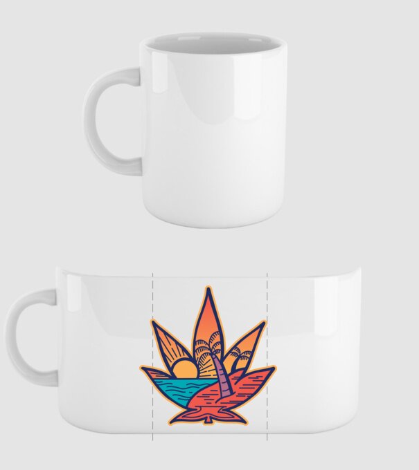 Apus de soare Frunză de marijuana model alb pe tricou