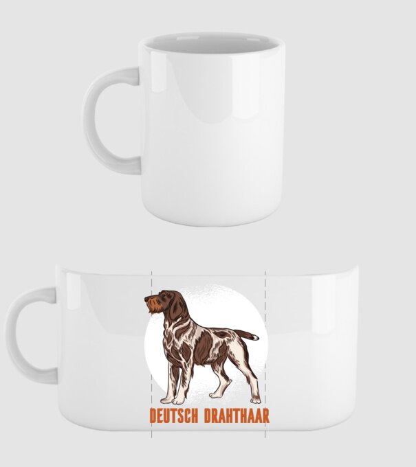Brac german cu păr sârmos model alb pe tricou