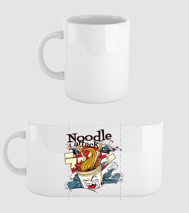 Noodle Attack model alb pe tricou