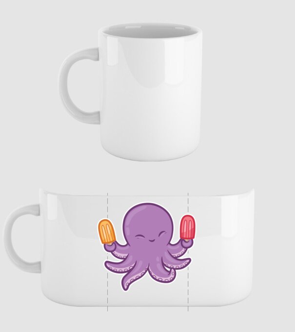 Înghețată Caracatiță Octopus model alb pe tricou