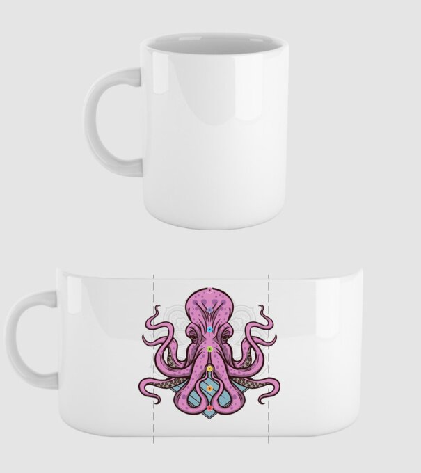 Yoga Octopus model alb pe tricou