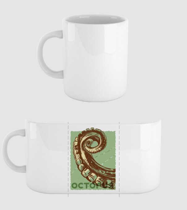 Caracatiță Octopus model alb pe tricou