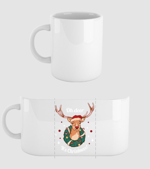 Oh deer, Christmas is here model alb pe tricou