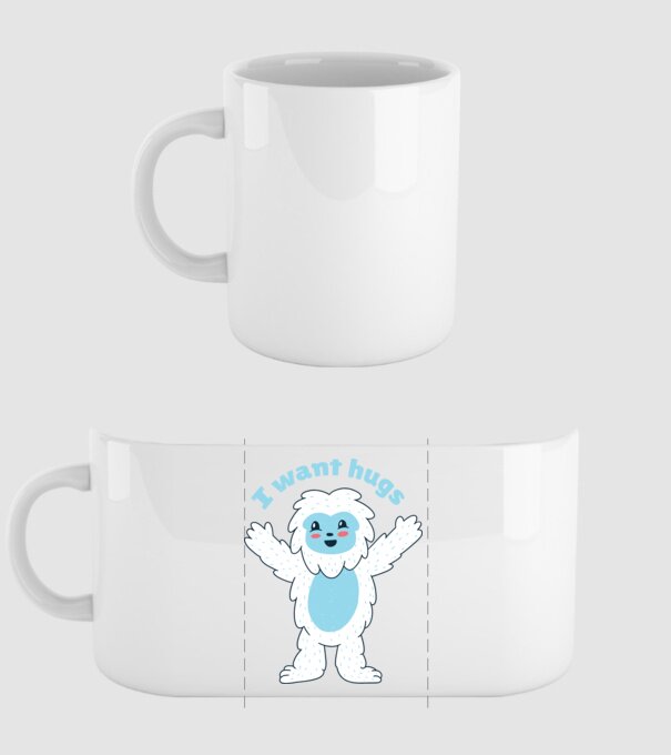 Vreau o îmbrățișare Yeti drăguț model alb pe tricou