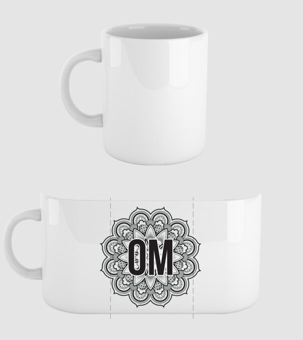 OM Mandala model alb pe tricou