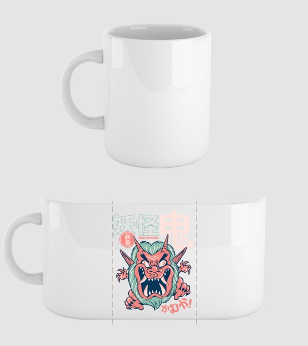 Oni Yokai Anime model alb pe tricou