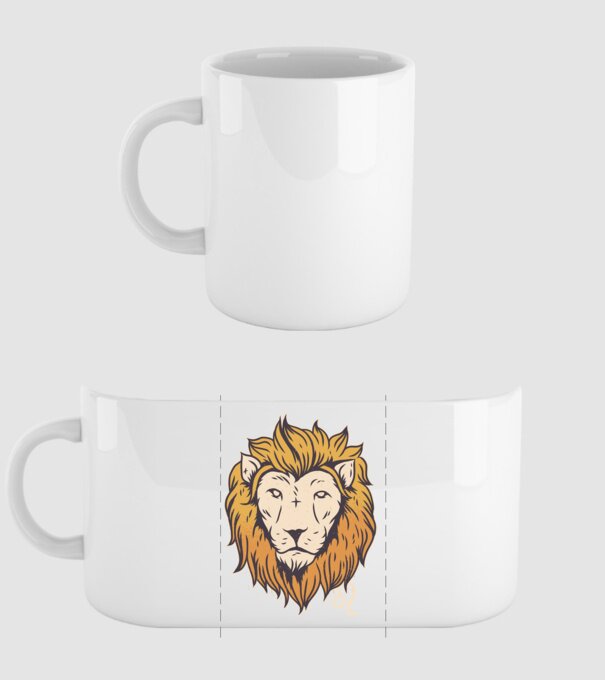 Lion head Horoscope model alb pe tricou