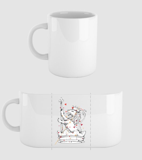 Leu Coroană model alb pe tricou