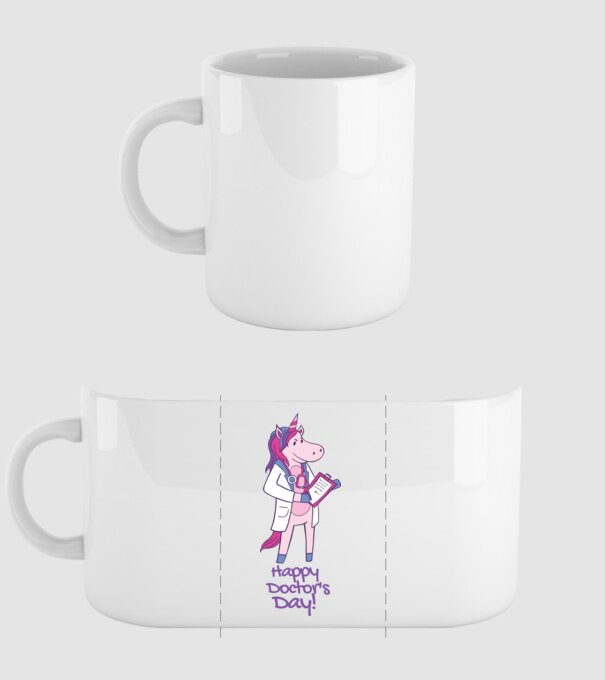 Medic Unicorn model alb pe tricou