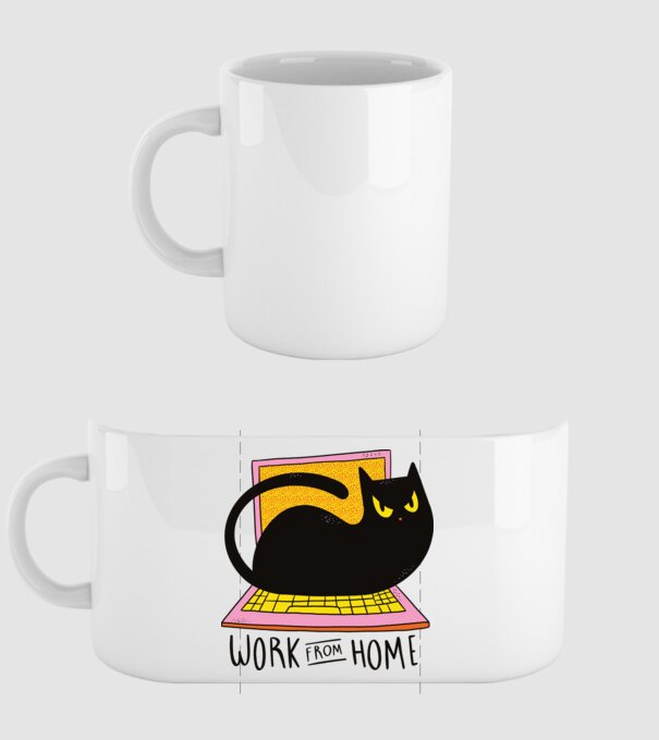 Home offfice cu pisică model alb pe tricou