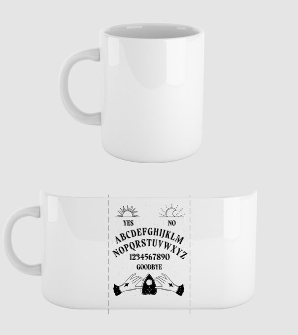 Motiv Ouija model alb pe tricou