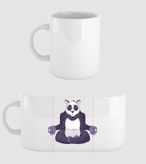 Panda Meditație model alb pe tricou