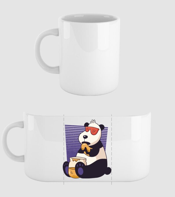Panda cu miere model alb pe tricou