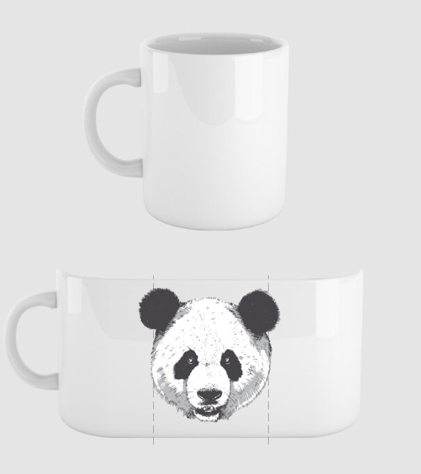 Cap de panda model alb pe tricou