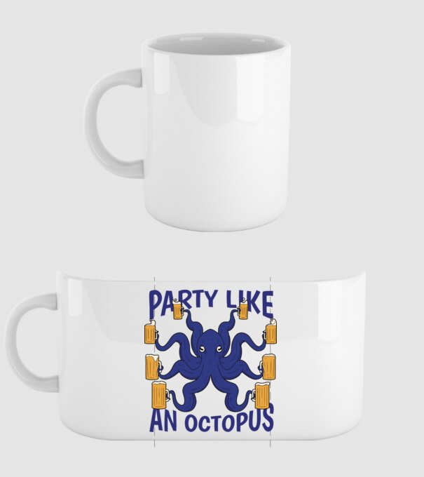 Party Like An Octopus model alb pe tricou