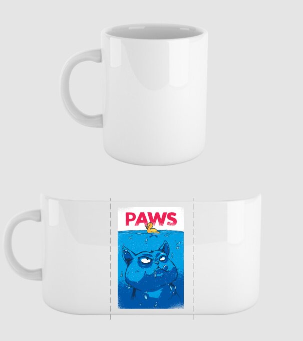 Paws Pisică la atac model alb pe tricou
