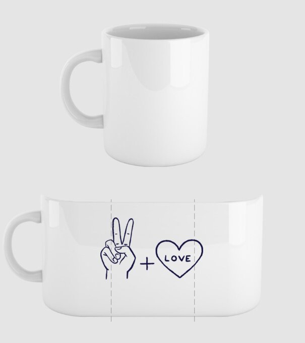 Peace + Love model alb pe tricou