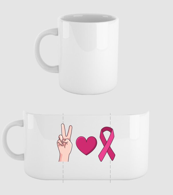 Peace Love lupta împotriva cancerului de sân model alb pe tricou