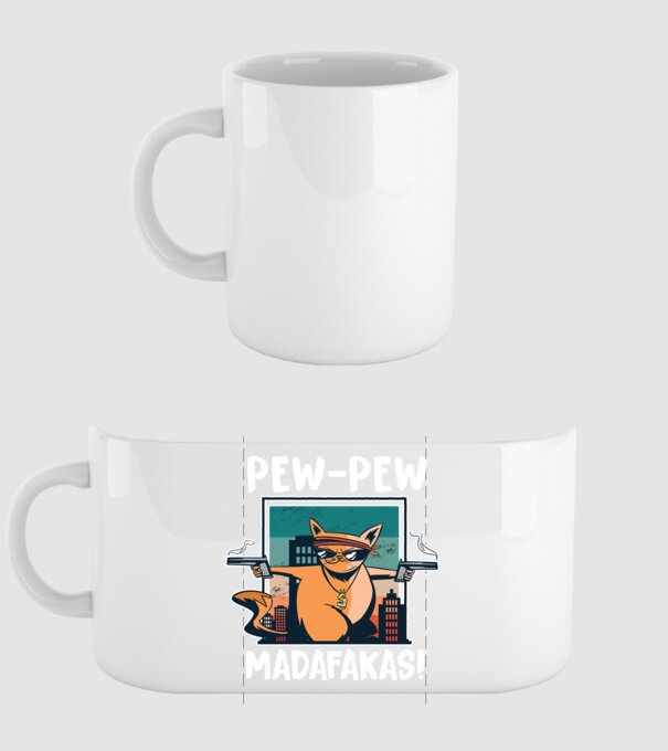 Pew Pew Pew Madafakas Pisică model alb pe tricou