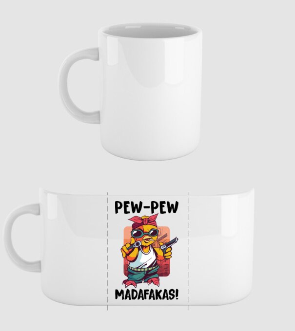 Pew Pew Pew Madafakas Pui alb model alb pe tricou
