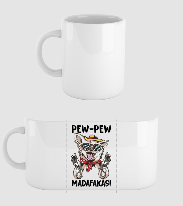 Pew Pew Pew Madafakas Chivava alb model alb pe tricou