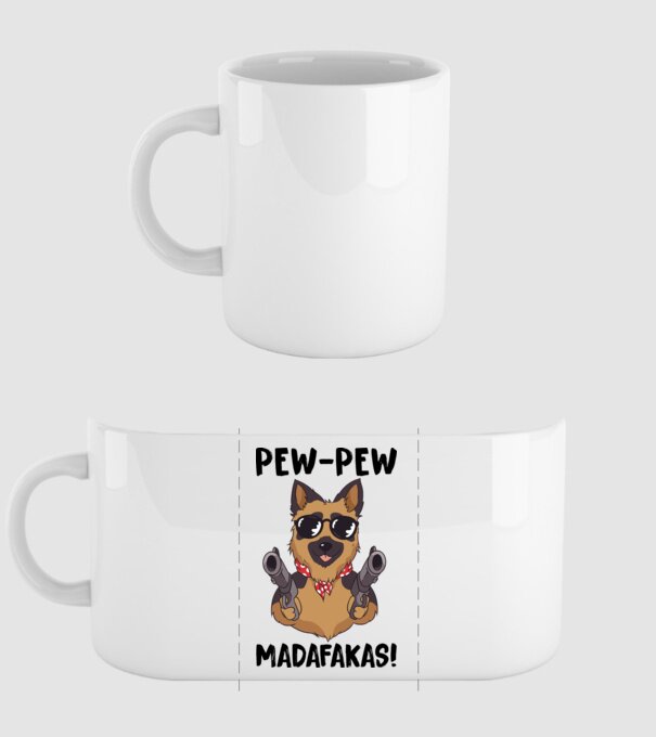 Pew Pew Pew Madafakas Ciobănesc german alb model alb pe tricou