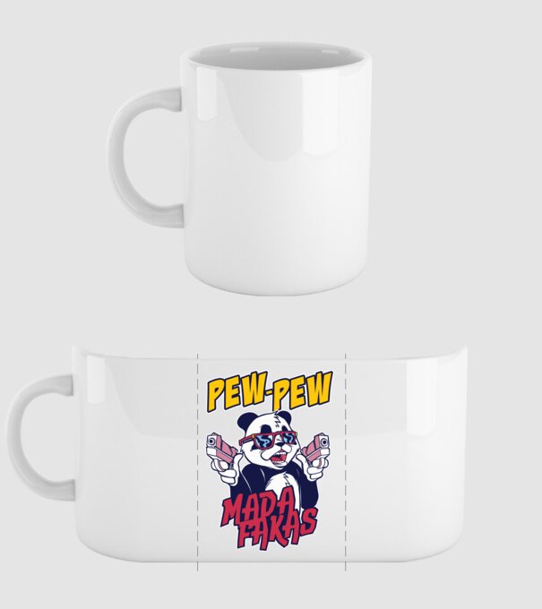 Pew Pew Pew Madafakas Panda model alb pe tricou