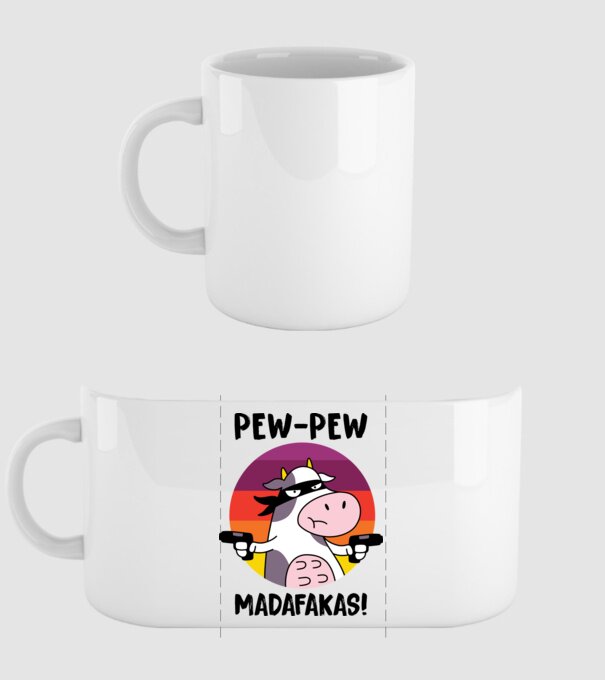 Pew Pew Pew Madafakas Vacă alb model alb pe tricou