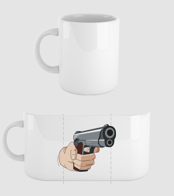 Pistol model alb pe tricou