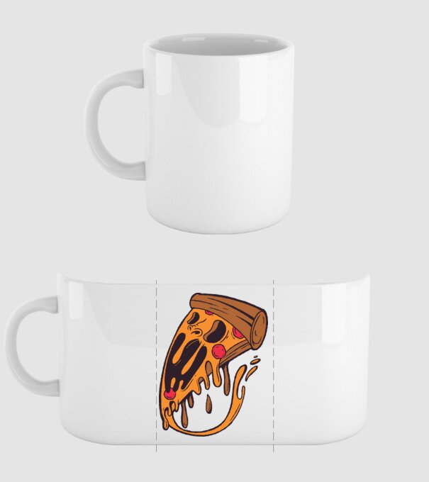 Pizza Horror model alb pe tricou