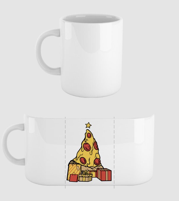 Pizza pom de Crăciun model alb pe tricou