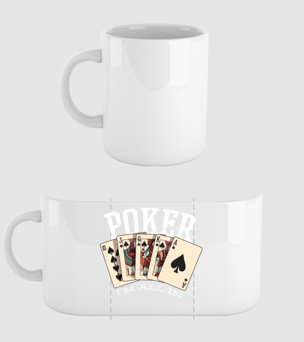 Poker All in model alb pe tricou