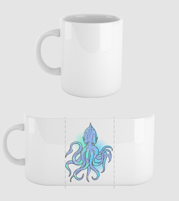 Cthulhu Caracatiță model alb pe tricou