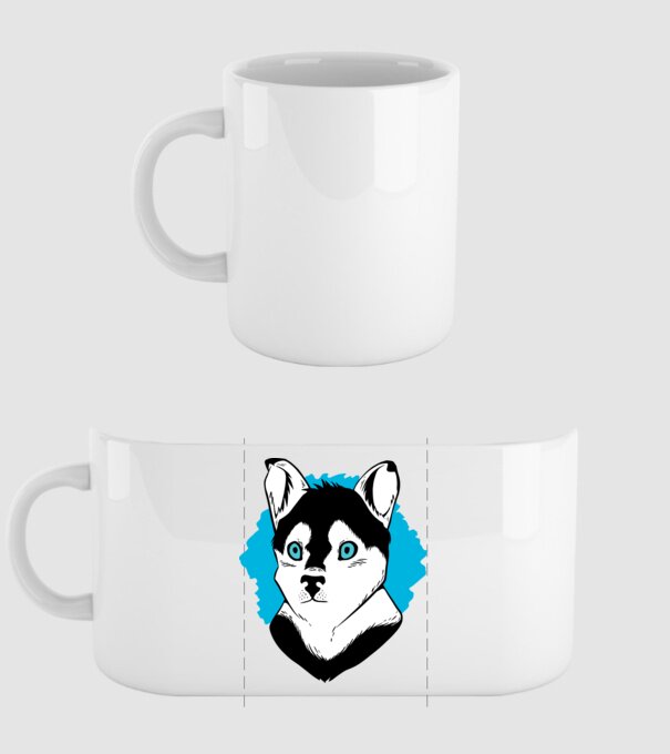 Câine Pomsky model alb pe tricou