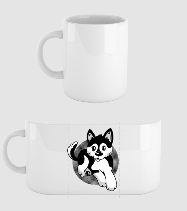 Câine Pomsky model alb pe tricou