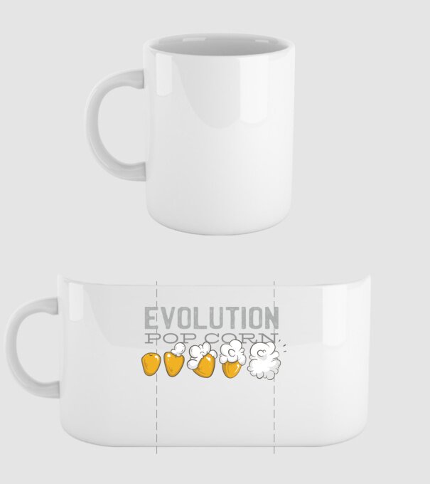 Evoluție Popcorn model alb pe tricou