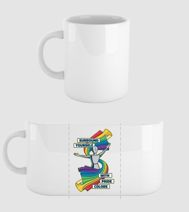 Pride cu curcubeu model alb pe tricou