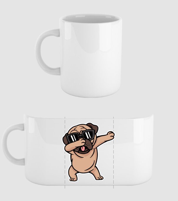 Pug DAB model alb pe tricou