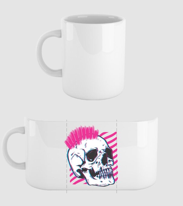 Craniu Punk model alb pe tricou