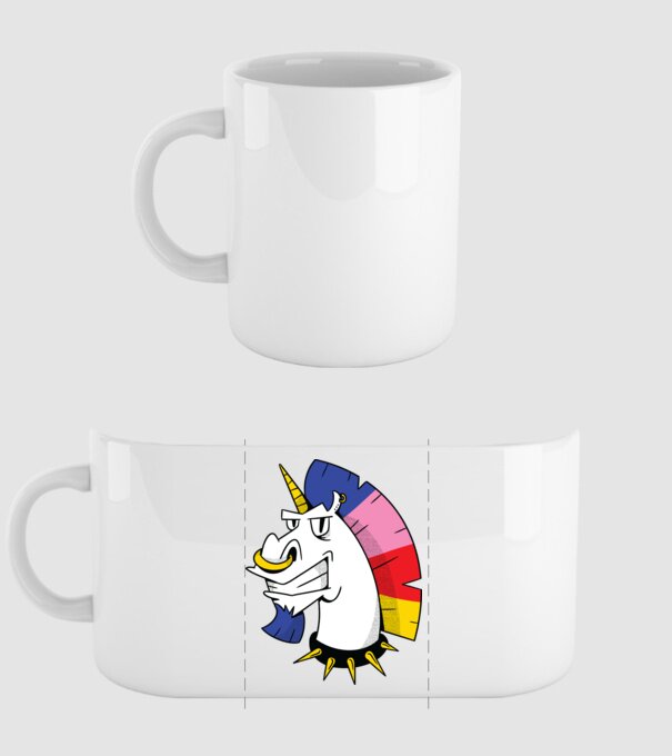 Punk unicorn model alb pe tricou