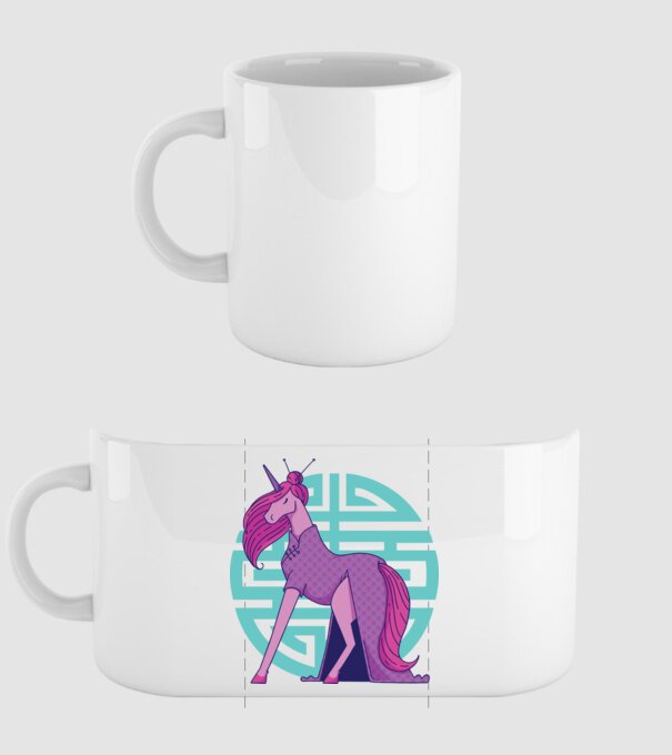 Qipao unicorn model alb pe tricou