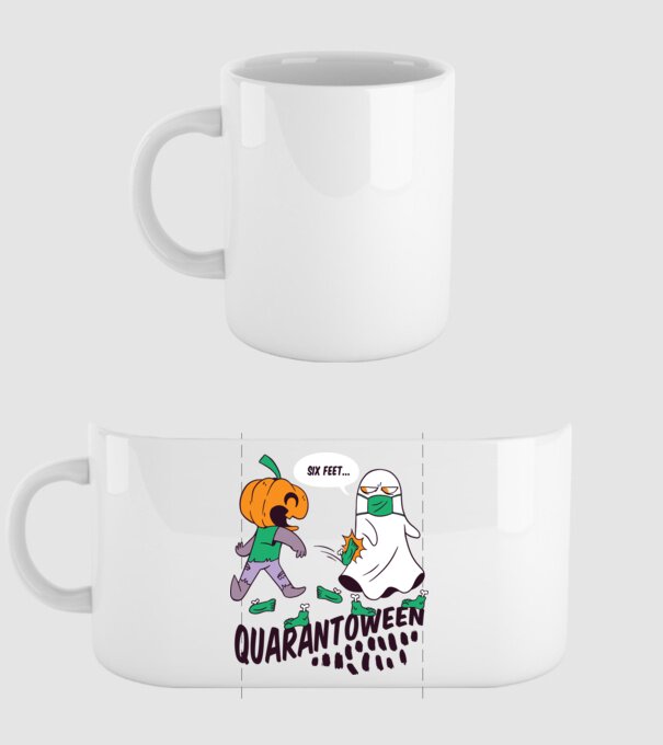 Quarantoween model alb pe tricou