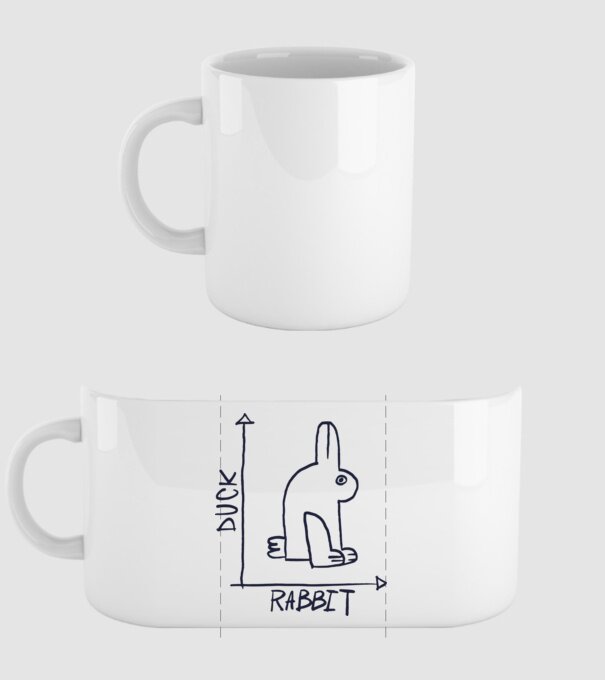 Rabbit vs Duck - Iepure sau Rață model alb pe tricou