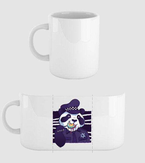 Panda polițist cu acadea model alb pe tricou