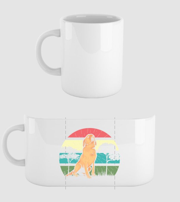 Golden Retriever retro model alb pe tricou