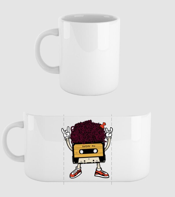 Casetă retro cu păr afro model alb pe tricou